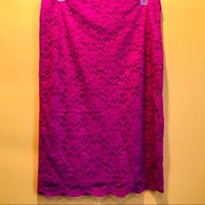 Pink Lace Floral Skirt (Size 18)